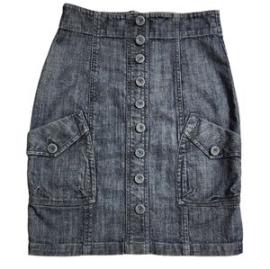 Anthropologie Level 99 high waisted button front denim pencil skirt